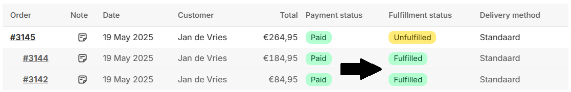 Fulfilled merged orders